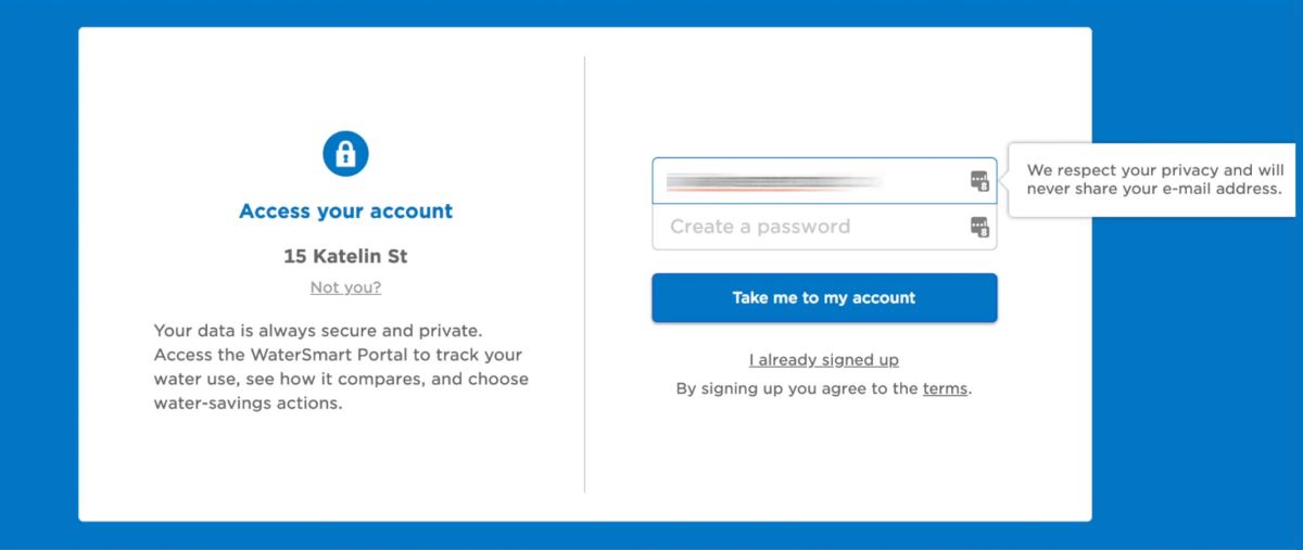 Smart Water Portal Registration Step 2